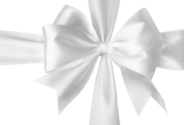 白色缎子蝴蝶结在白色的背景图片下载