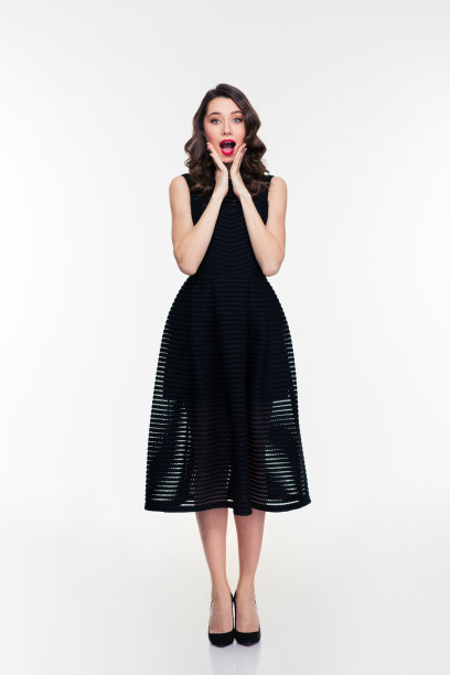 全身惊讶的女人化妆复古风格图片下载