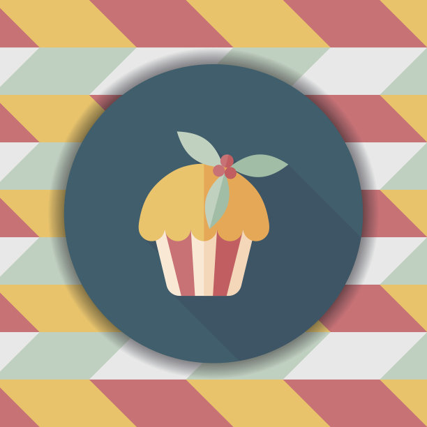 圣诞蛋糕与长影子的扁平图标，eps10图片下载