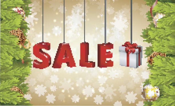 冬季销售和礼盒背景。矢量图片下载