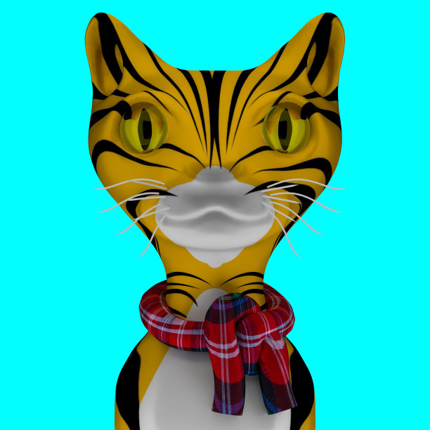 猫3 d。图片下载