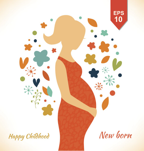 穿着华丽连衣裙的美丽孕妇，快乐的童年图片下载