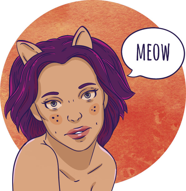 一个长着猫耳朵的女孩的肖像。图片下载