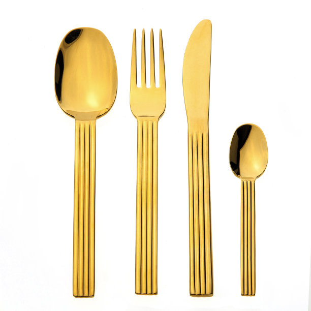 一套金色餐具的插图图片下载
