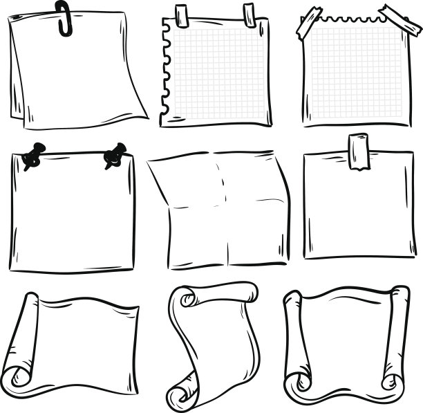 一套手绘纸笔记图片下载