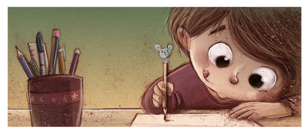 孩子在桌子上打字图片下载