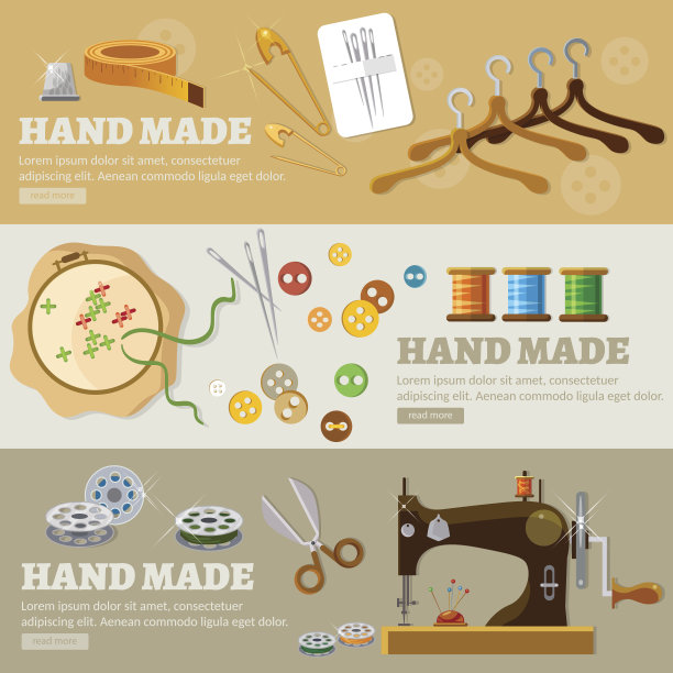 裁缝横幅手工制作的概念裁剪工具图片下载