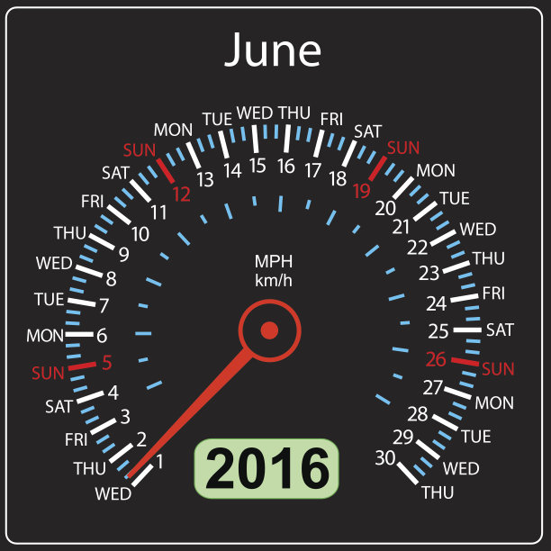 年历车速计车。6月。图片下载