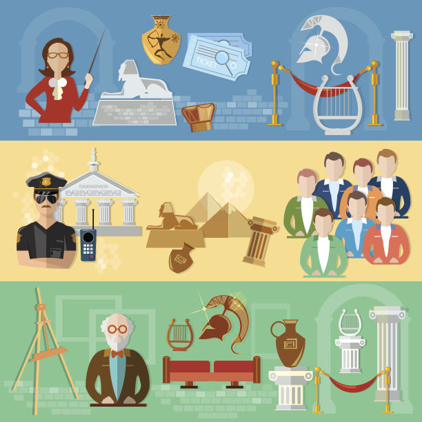 博物馆横幅，旅游团，游客画廊历史图片下载