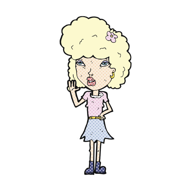 挥手的卡通女人图片下载