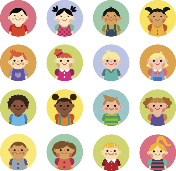 多元文化的国家儿童形象在扁平的风格素材图片