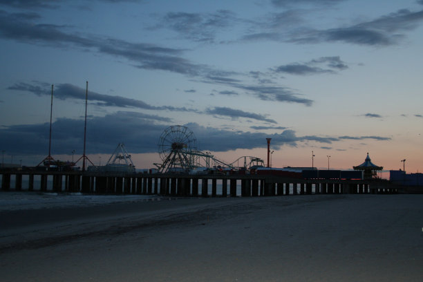 新泽西州大西洋城海滩上的日落图片下载