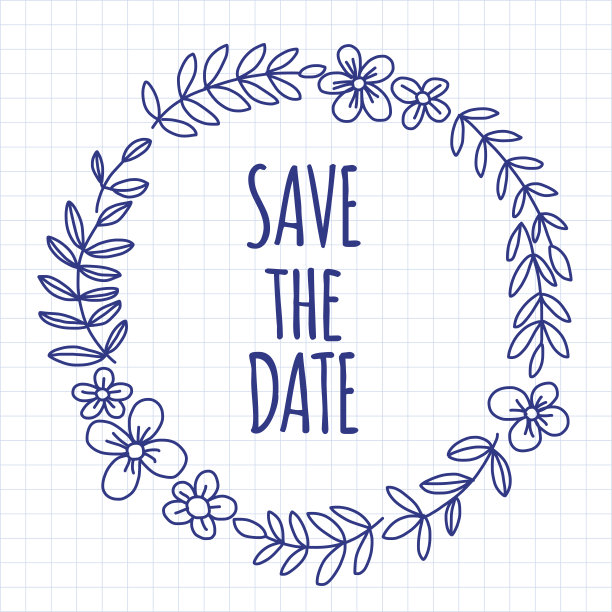 矢量图案与鲜花花园生日婚礼明信片图片下载