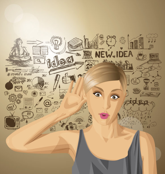 矢量女听到了什么图片下载