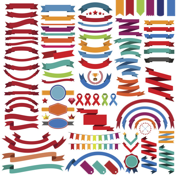 复古丝带和标签的收藏图片下载