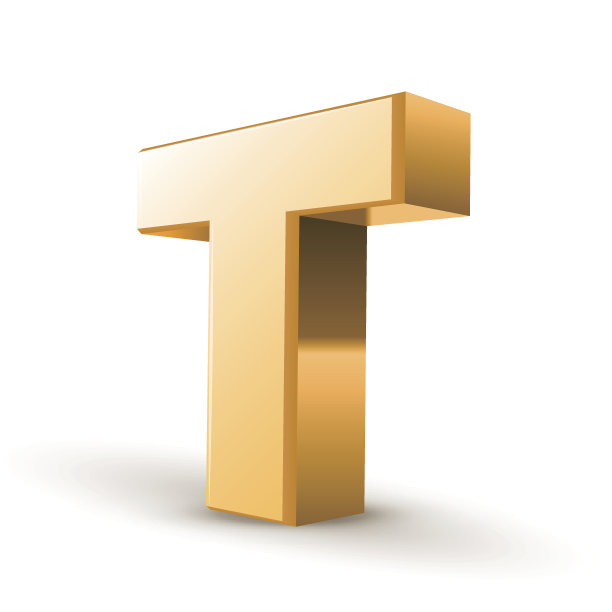 三维黄金字母T图片下载