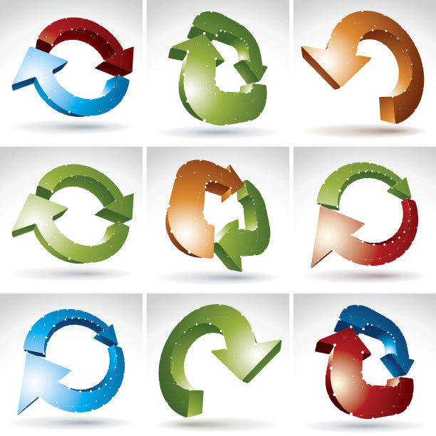 一组3d网格时尚更新图标孤立在白色图片下载