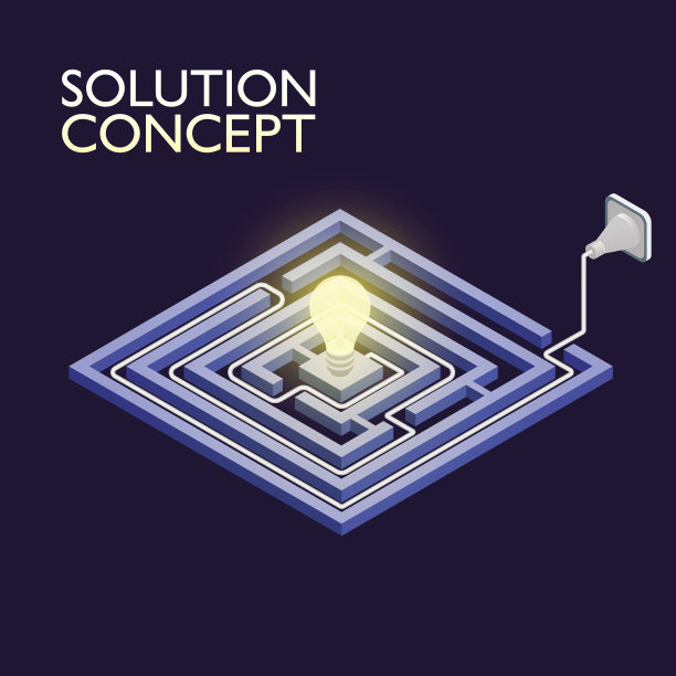 带电灯的等距迷宫，迷宫解决方案的概念。图片下载