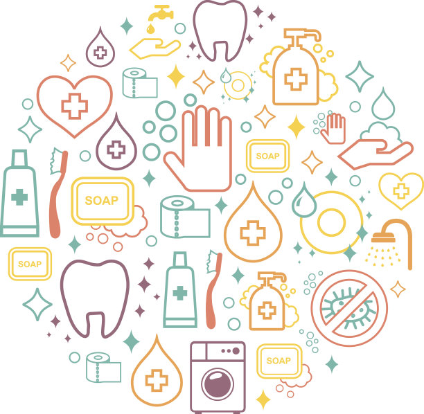 清洁矢量插图线模板与卫生工具图片下载