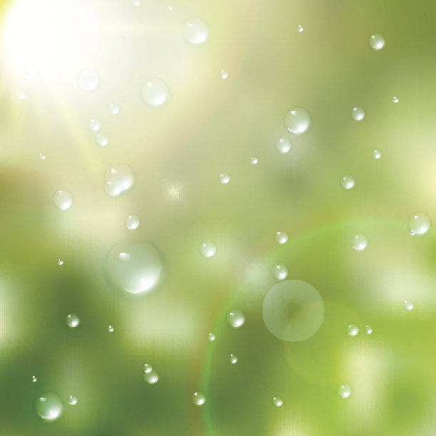 水滴落在绿色的背景上。加上EPS10图片下载