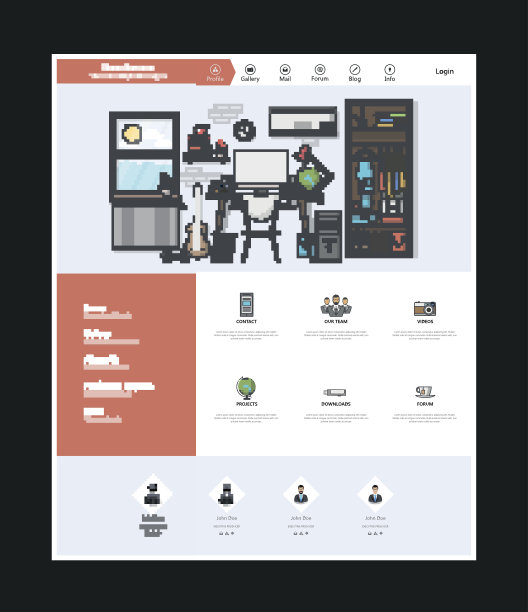 平面设计网站模板，专业矢量设计。图片下载