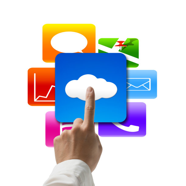 用彩色的应用程序图标指着云计算图片下载
