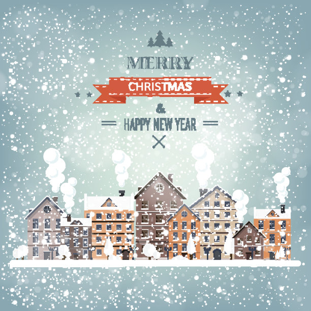 矢量插图。冬天的城市景观。雪的城市。圣诞节和图片下载