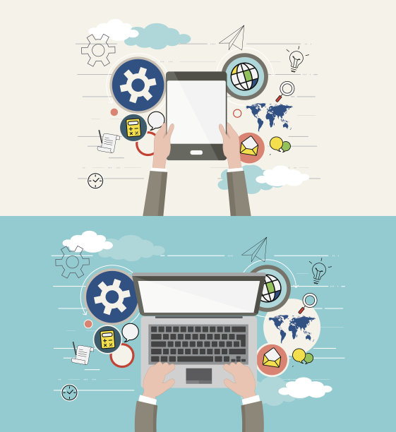 平面设计插画现代创意办公室工作空间图片下载