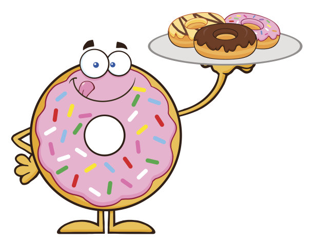 快乐的甜甜圈与点缀举起一盘甜甜圈图片下载