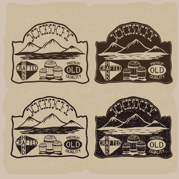 威士忌复古标签套装图片下载