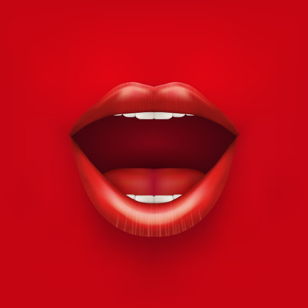 女人的嘴唇张开的背景。图片下载