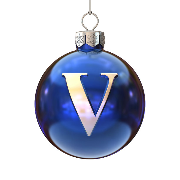 圣诞球字体字母V图片下载