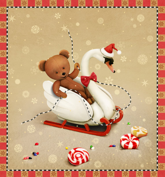 天鹅和泰迪熊图片下载