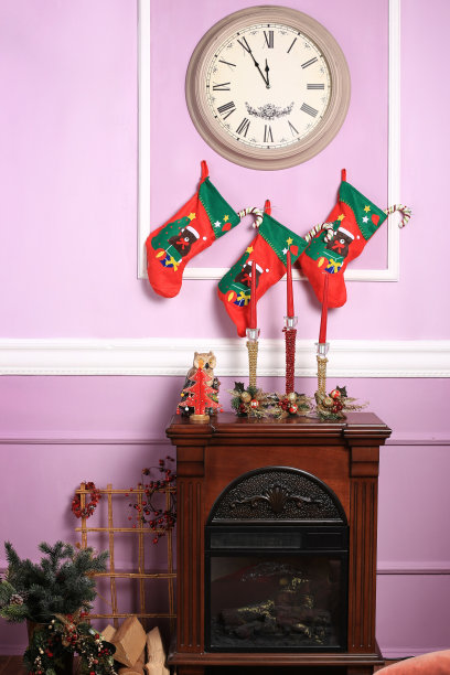 壁炉圣诞节紫色的背景图像图片下载