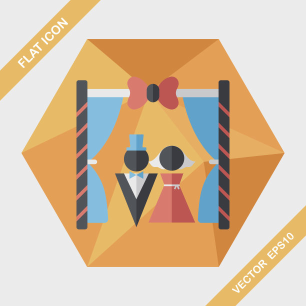 婚礼仪式上的长影扁平图标，第10集图片下载