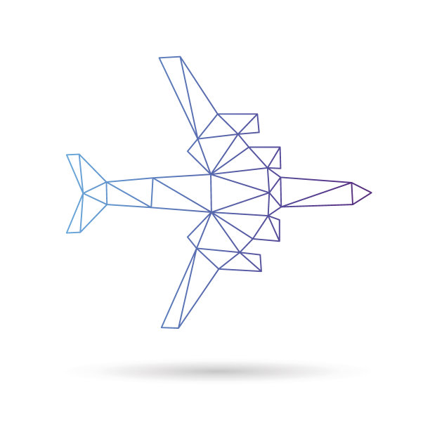 飞机抽象孤立在白色背景，矢量插图图片下载
