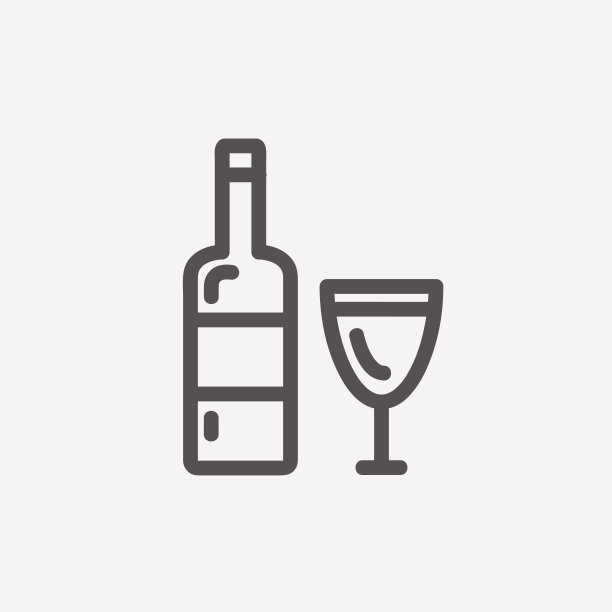 一瓶威士忌和一个玻璃细线图标图片下载