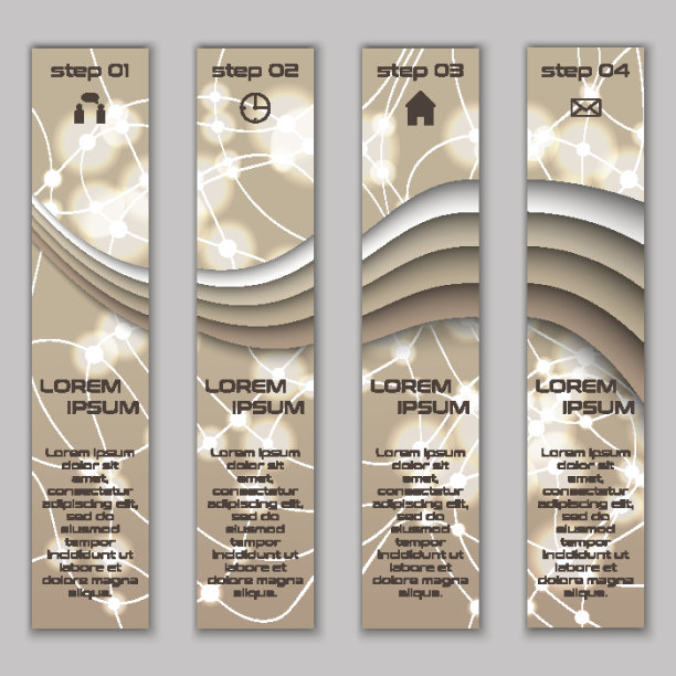 矢量设计垂直旗帜设置与抽象发光元素图片下载