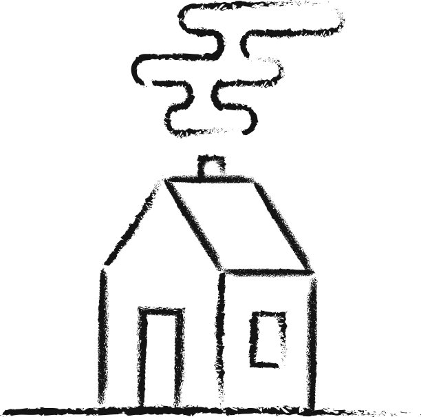 黑色蜡笔房子素描图片下载