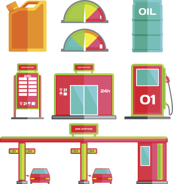 加油站。图标。平面风格矢量插图图片下载