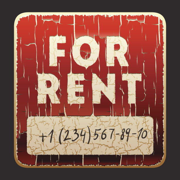 上面写着“出租”的古老标志图片下载