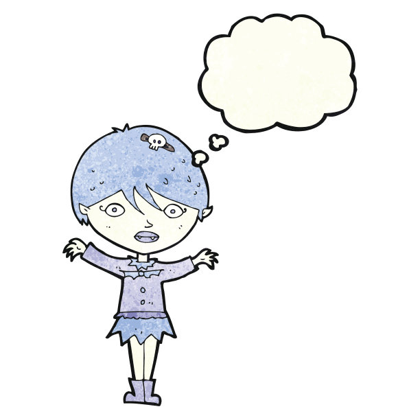 卡通吸血鬼女孩挥舞着思想泡泡图片下载