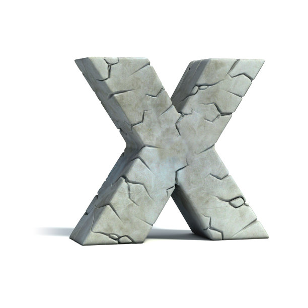 字母X石3d字体图片下载
