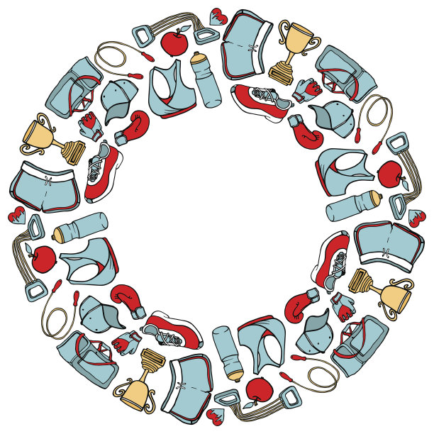 手绘多色健身涂鸦框。矢量图图片下载