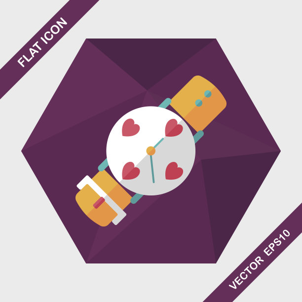 情人节情侣看长阴影的平面图标，第10集图片下载