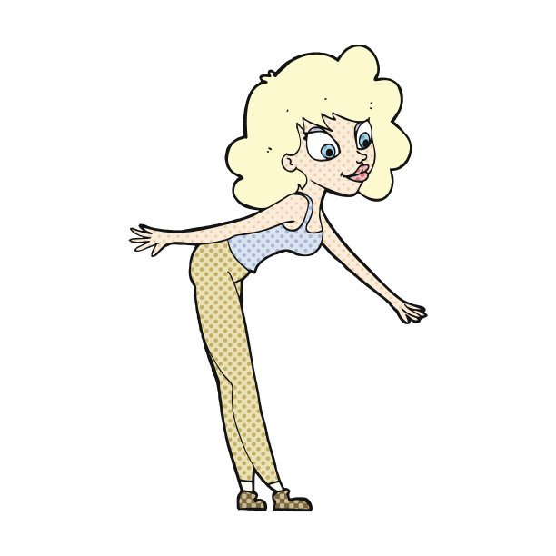 一个卡通女人伸手去拿东西图片下载