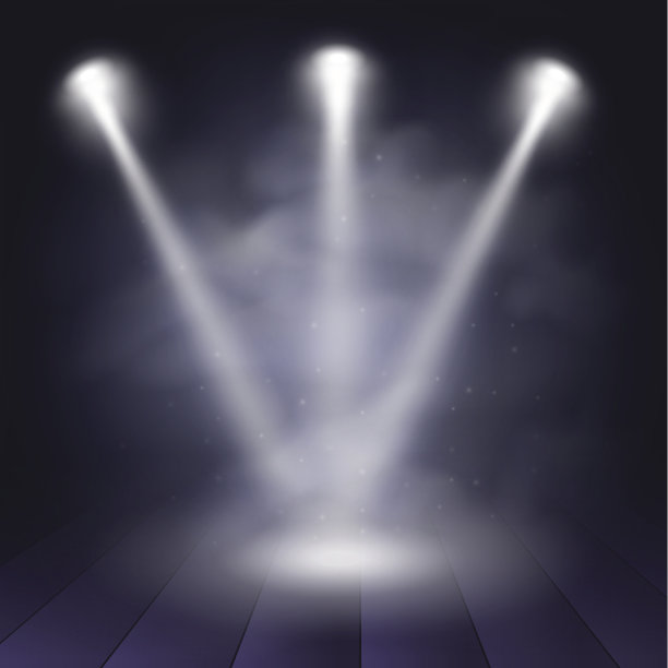 聚光灯迪斯科照明木制场景装饰俱乐部剧院。向量投影图片下载