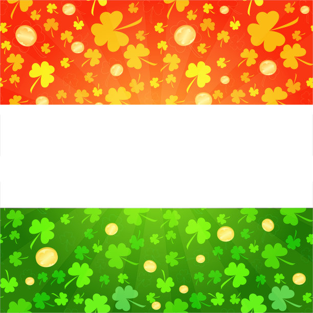 三叶草和硬币的背景圣帕特里克节图片下载