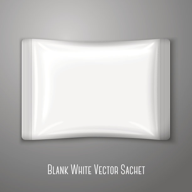 空白白色扁平塑料袋孤立在灰色背景上图片下载