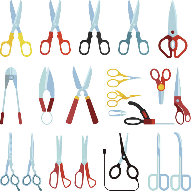 剪刀向量集。图片下载